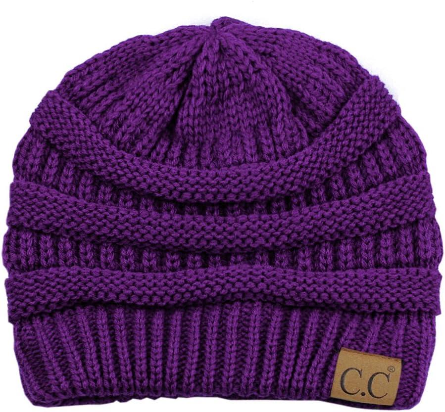 imageCC Trendy Warm Chunky Soft Stretch Cable Knit BeanieDeep Purple