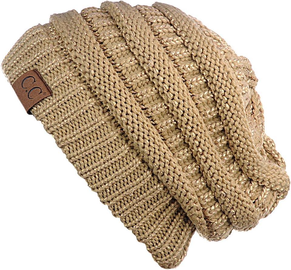 imageCC Trendy Warm Chunky Soft Stretch Cable Knit BeanieGold