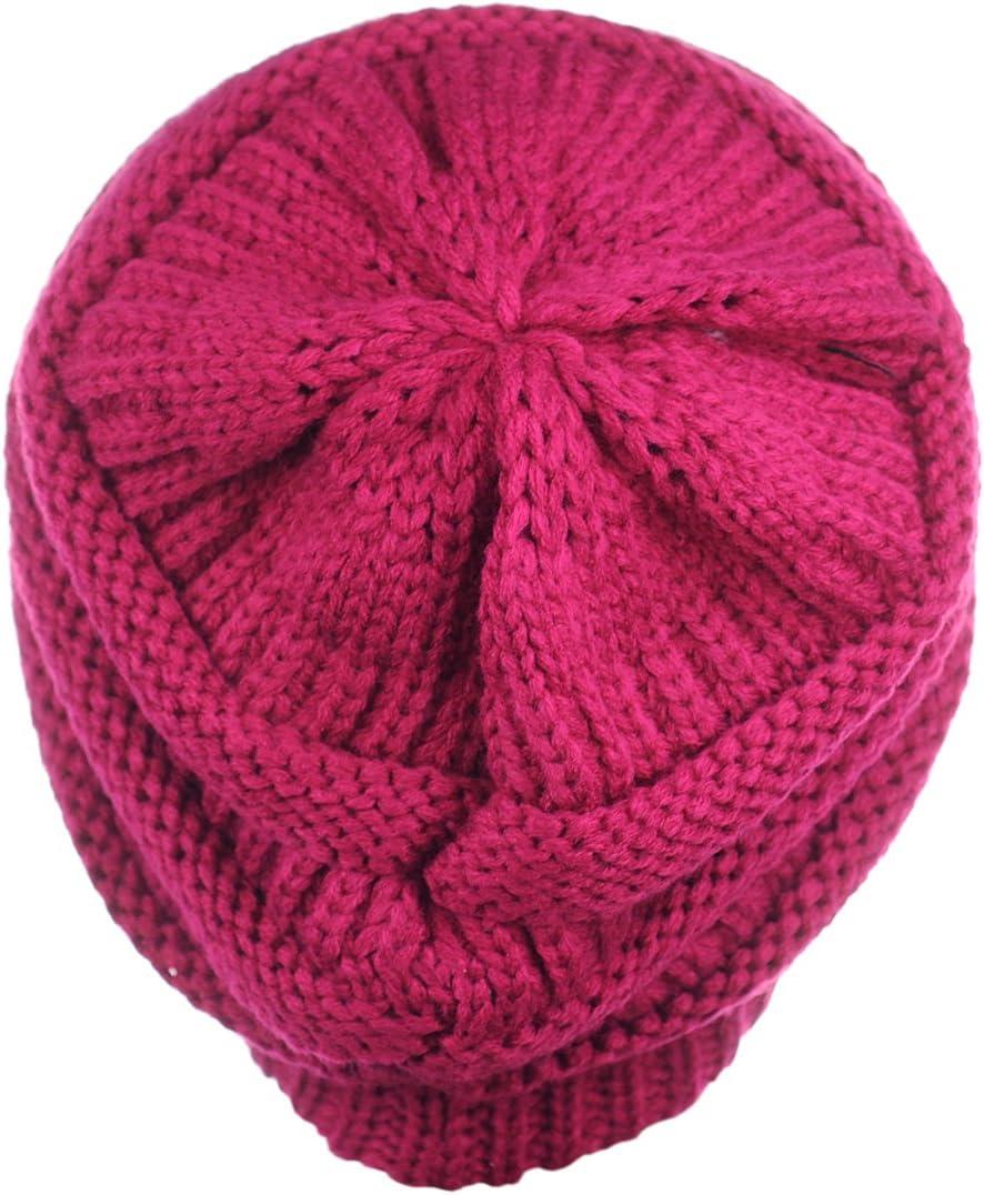 imageCC Trendy Warm Chunky Soft Stretch Cable Knit BeanieHot Pink