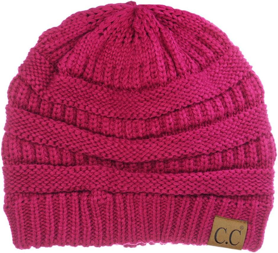 imageCC Trendy Warm Chunky Soft Stretch Cable Knit BeanieHot Pink