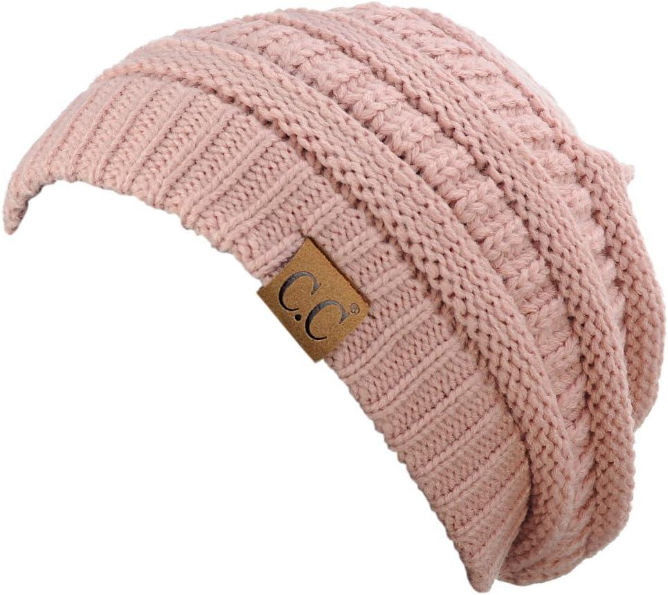 imageCC Trendy Warm Chunky Soft Stretch Cable Knit BeanieIndi Pink