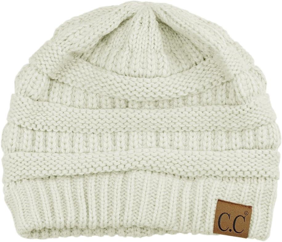 imageCC Trendy Warm Chunky Soft Stretch Cable Knit BeanieIvory