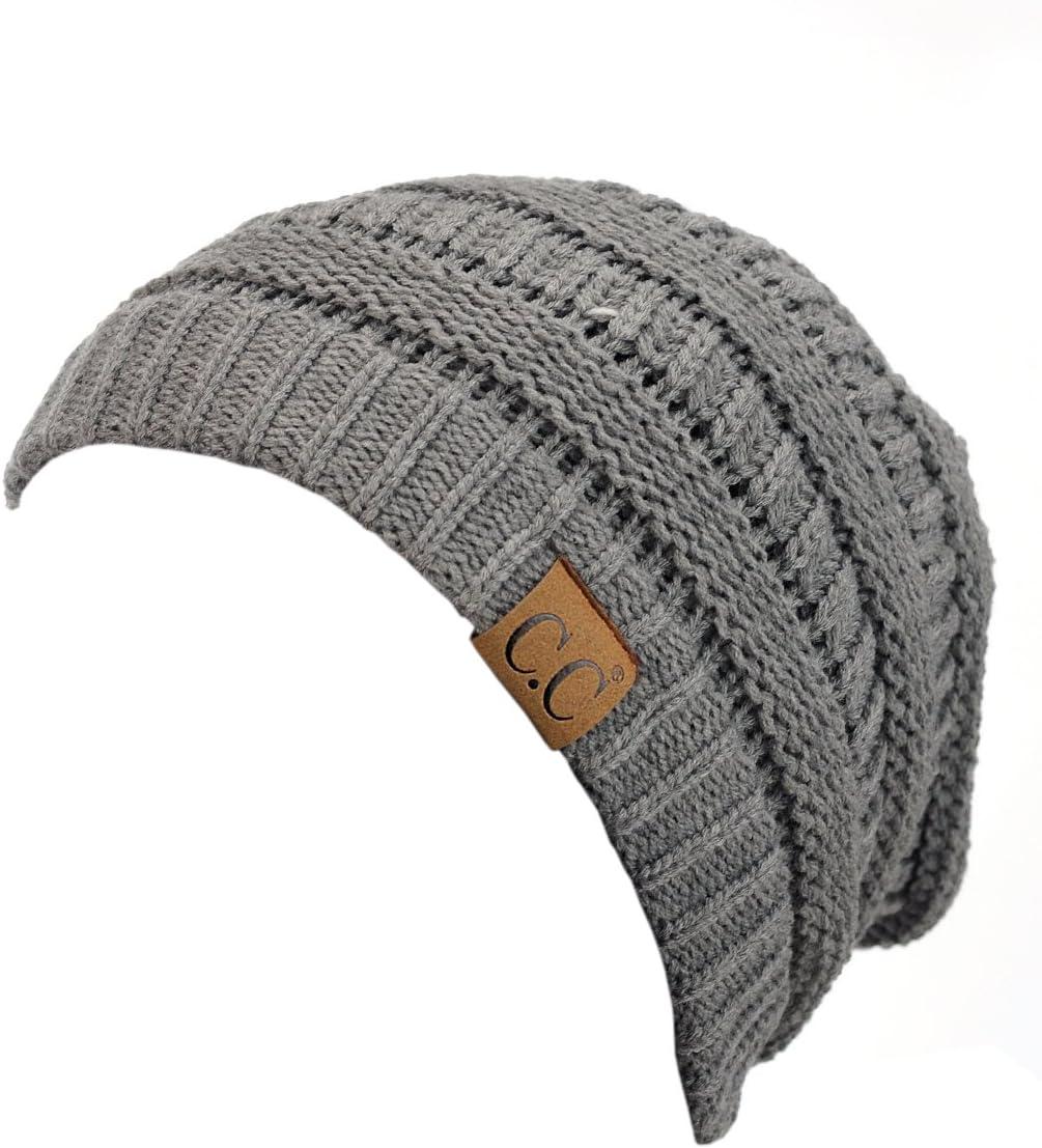 imageCC Trendy Warm Chunky Soft Stretch Cable Knit BeanieLight Melange Gray