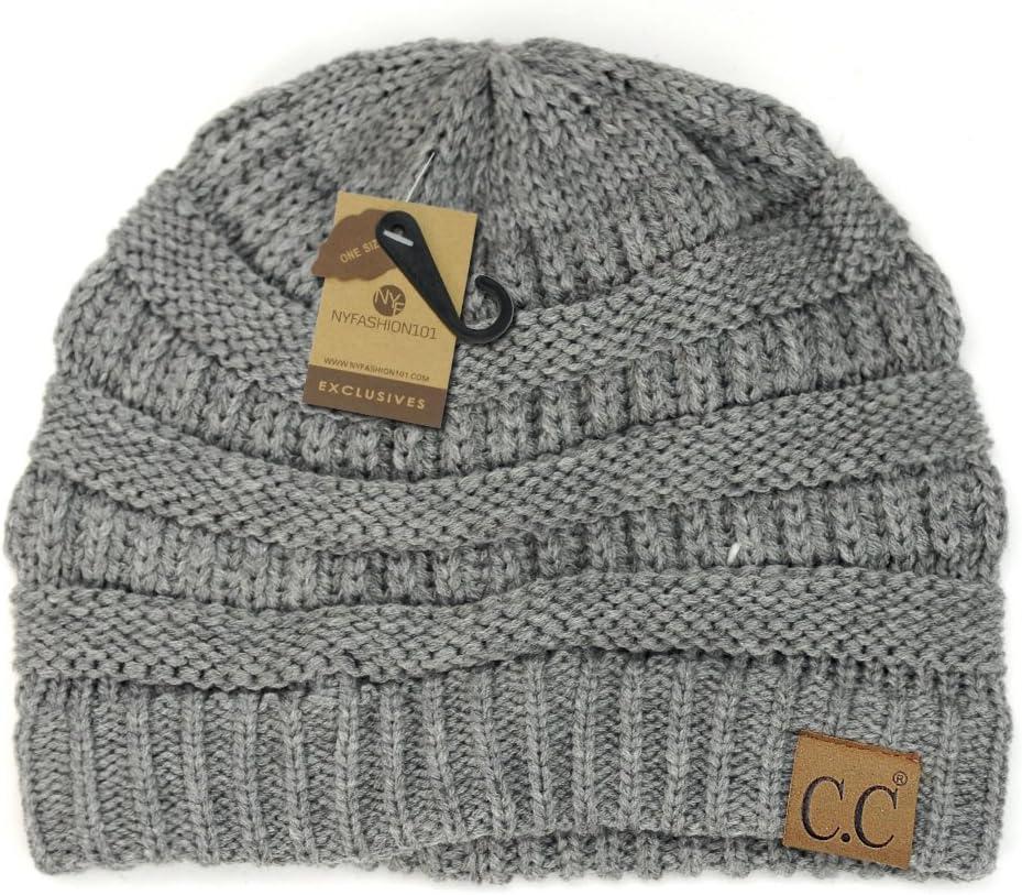 imageCC Trendy Warm Chunky Soft Stretch Cable Knit BeanieLight Melange Gray