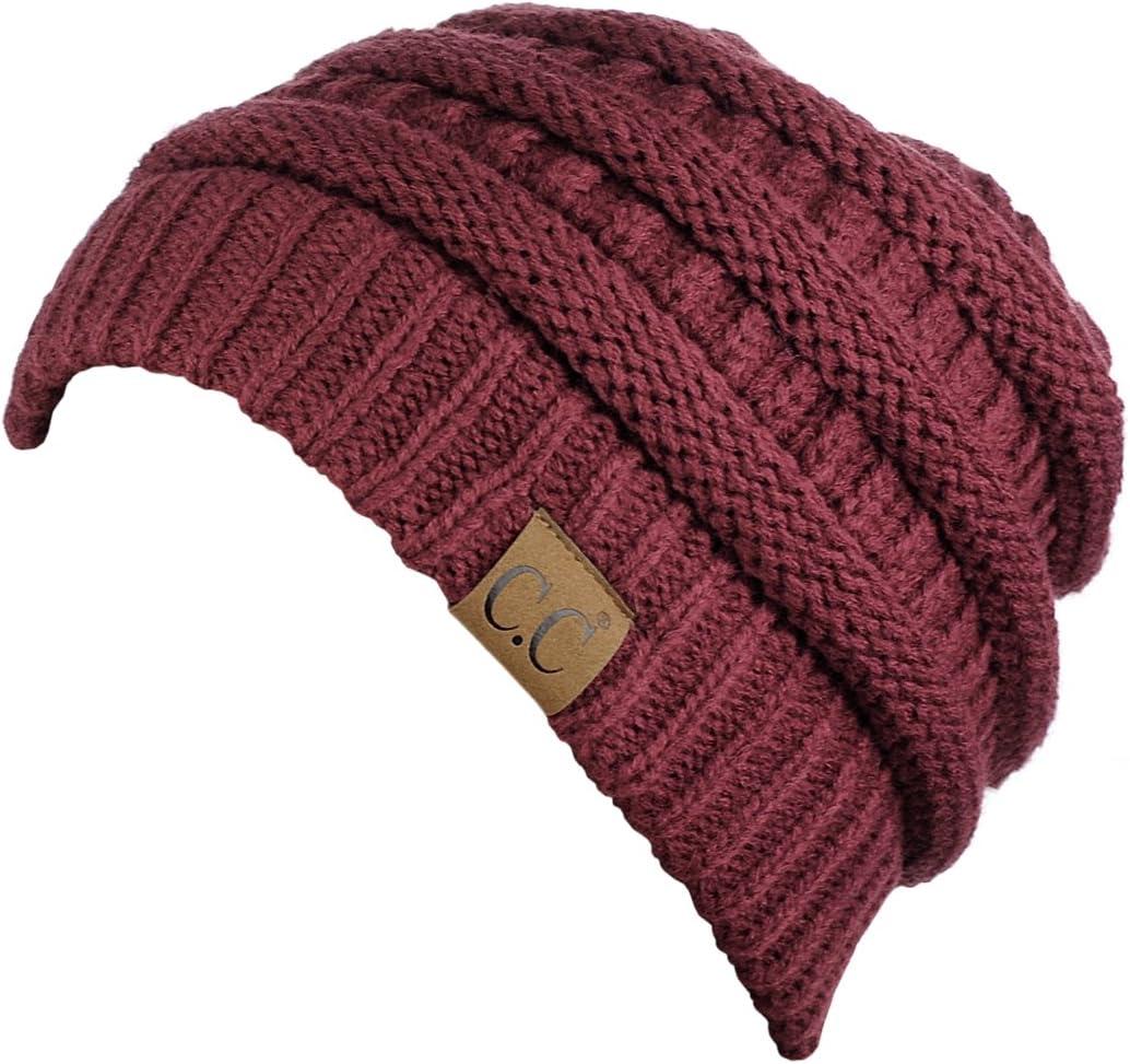 imageCC Trendy Warm Chunky Soft Stretch Cable Knit BeanieMaroon
