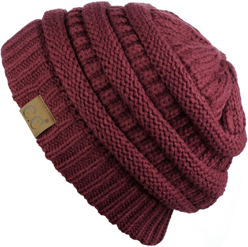 imageCC Trendy Warm Chunky Soft Stretch Cable Knit BeanieMaroon