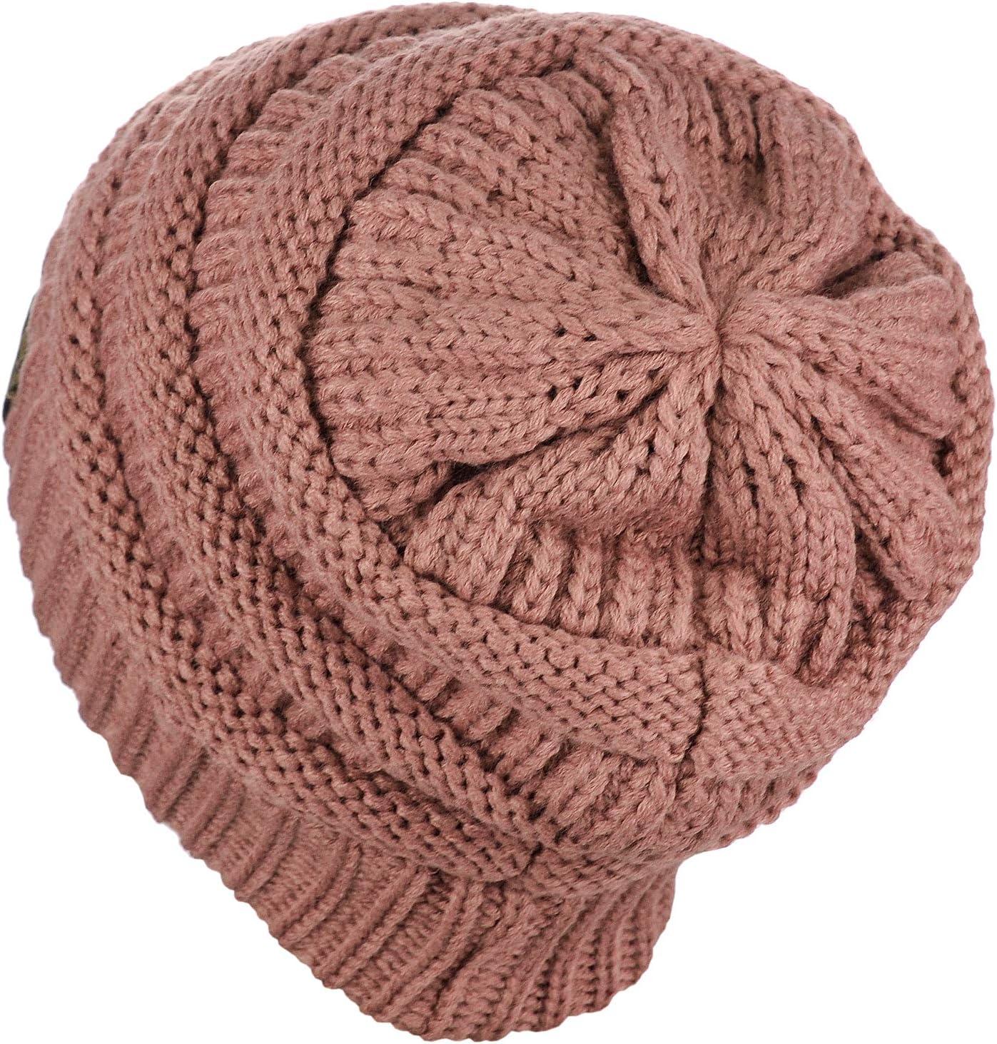 imageCC Trendy Warm Chunky Soft Stretch Cable Knit BeanieMauve