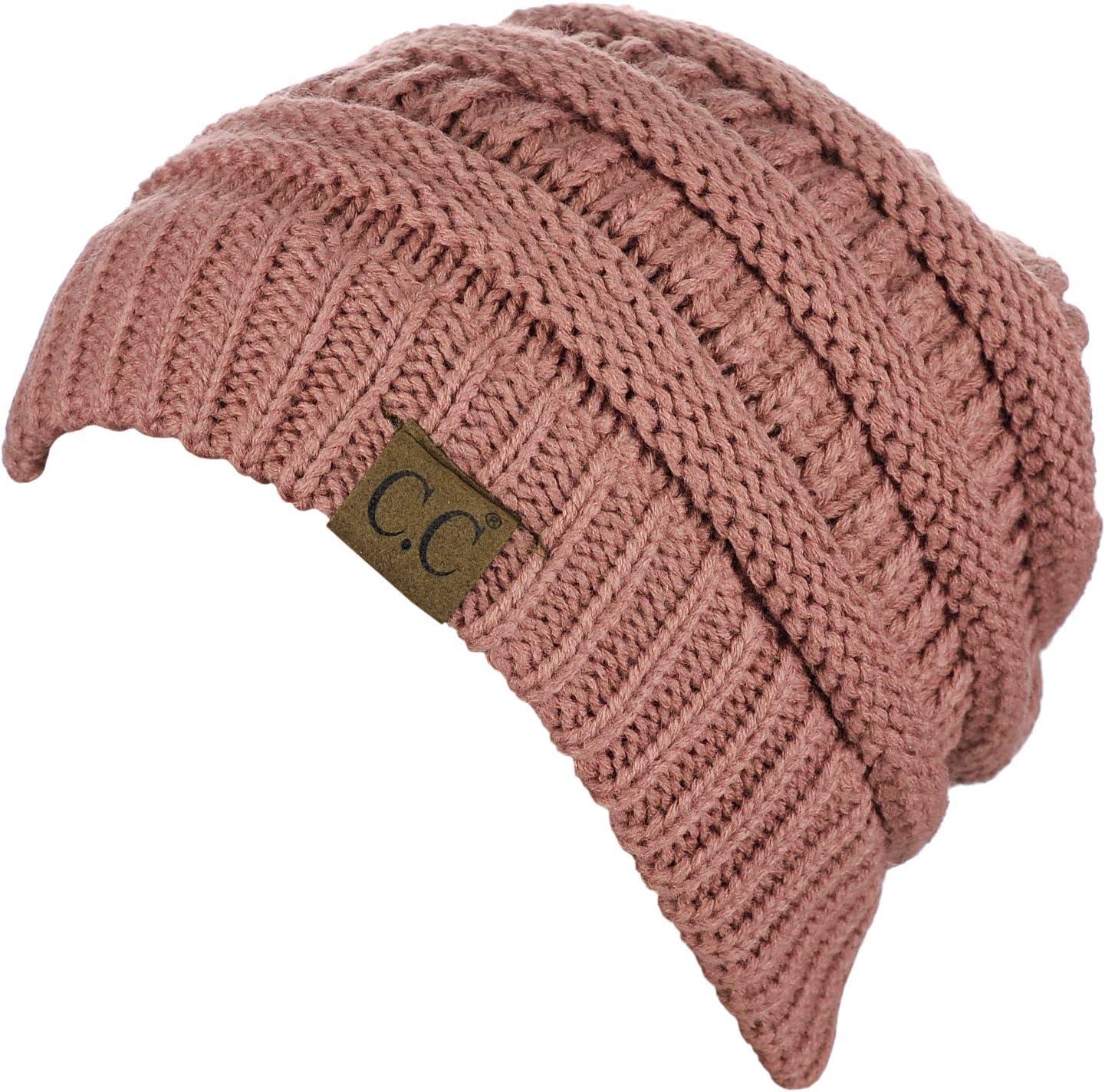 imageCC Trendy Warm Chunky Soft Stretch Cable Knit BeanieMauve