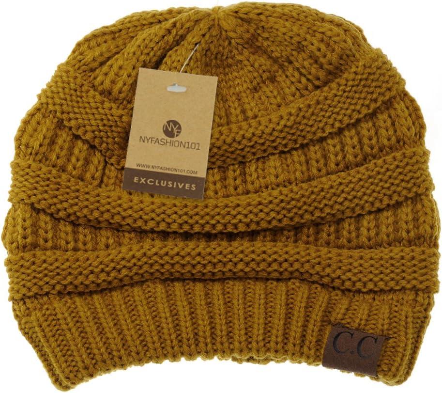 imageCC Trendy Warm Chunky Soft Stretch Cable Knit BeanieMustard