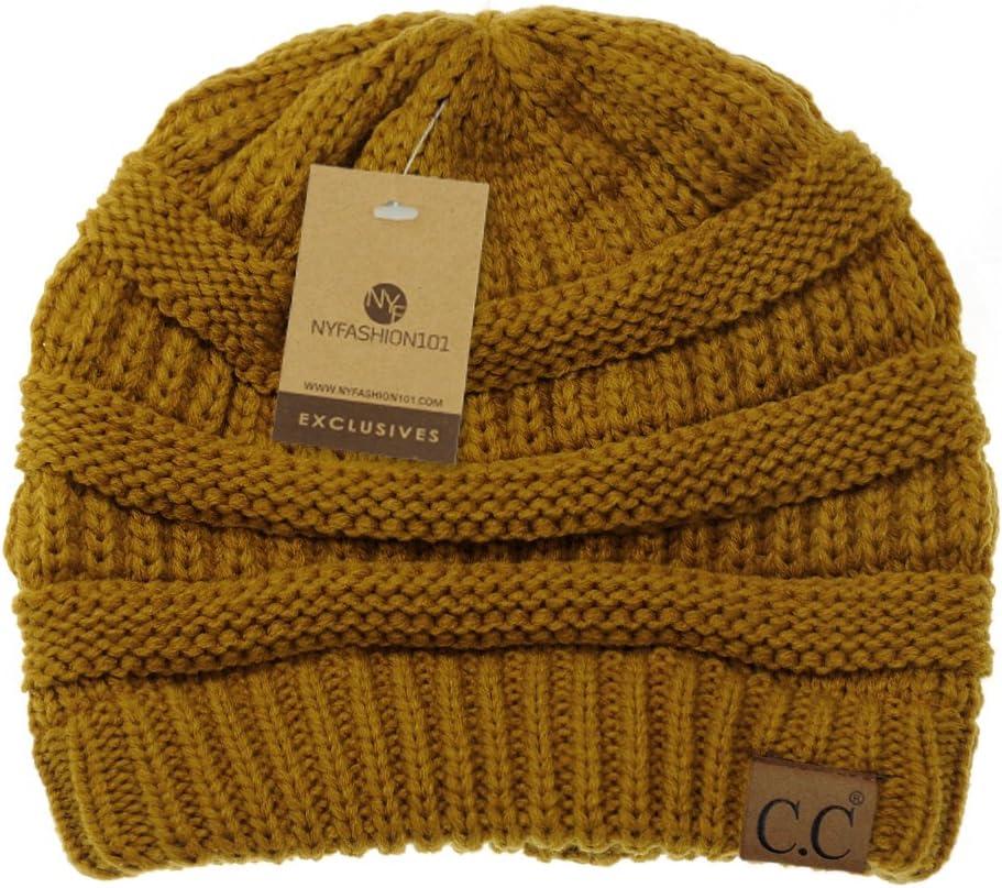 imageCC Trendy Warm Chunky Soft Stretch Cable Knit BeanieMustard