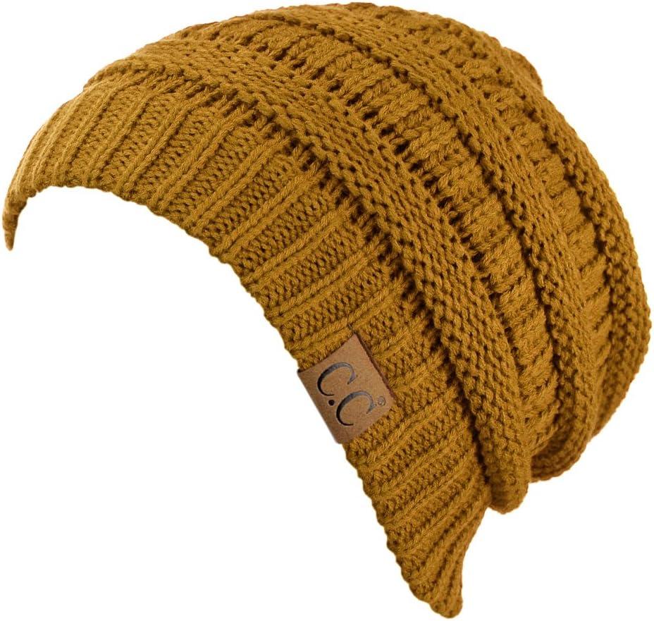 imageCC Trendy Warm Chunky Soft Stretch Cable Knit BeanieMustard