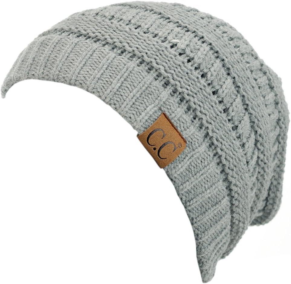 imageCC Trendy Warm Chunky Soft Stretch Cable Knit BeanieNatural Grey