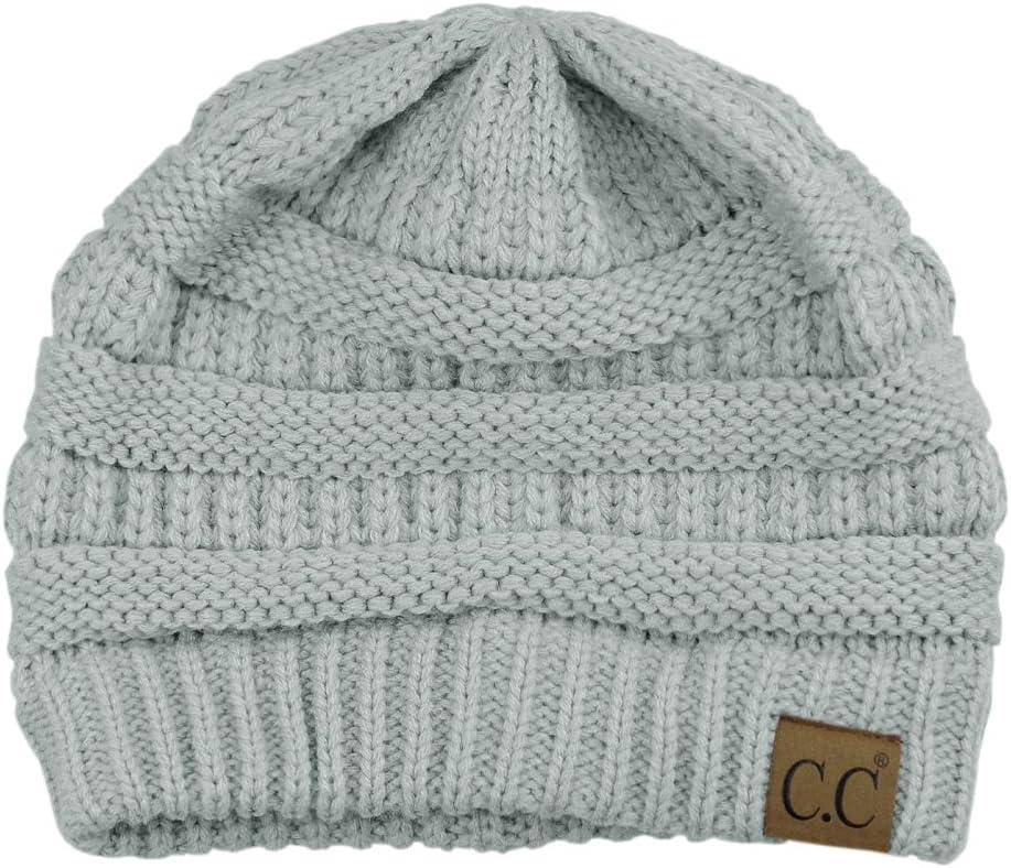 imageCC Trendy Warm Chunky Soft Stretch Cable Knit BeanieNatural Grey