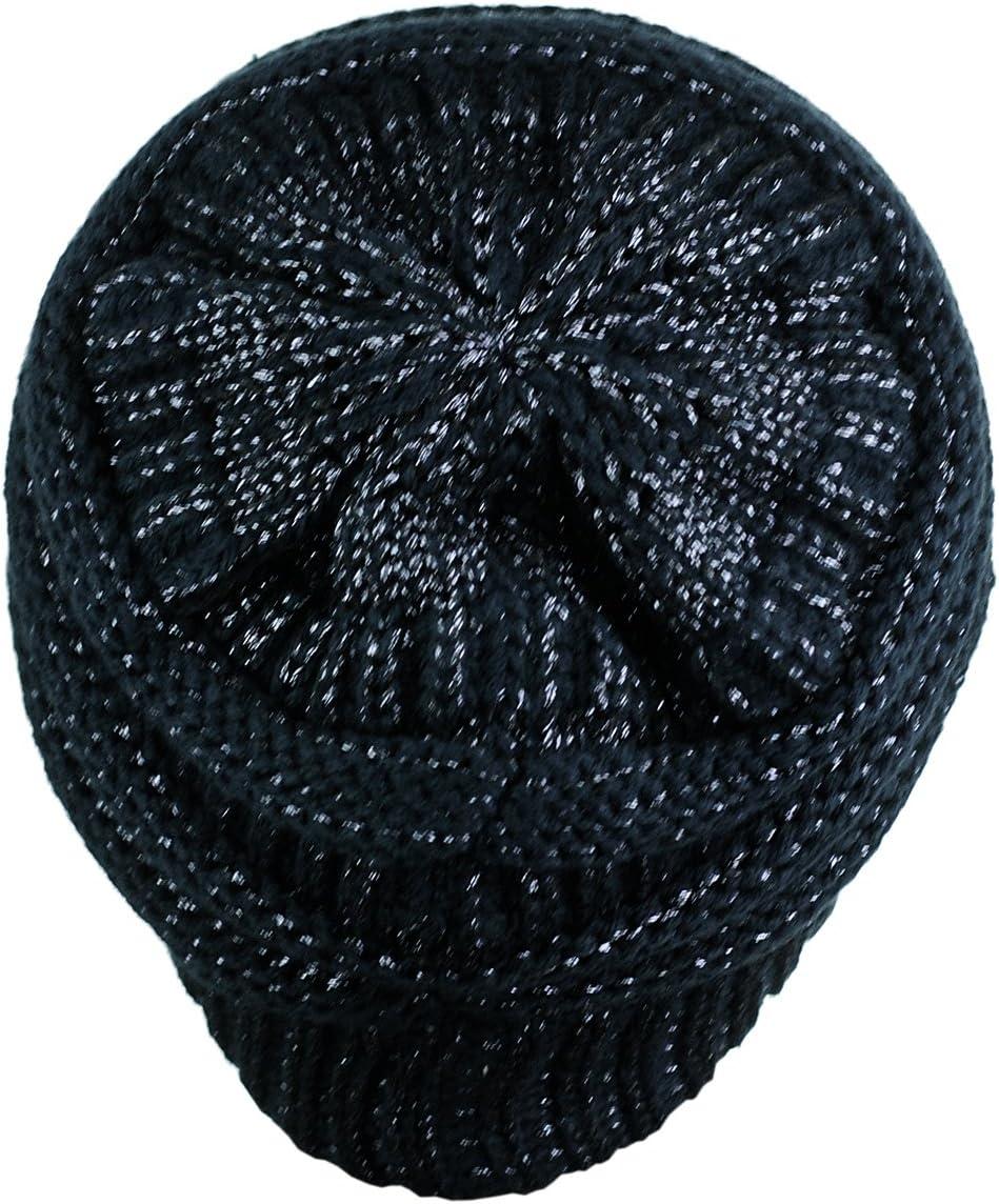 imageCC Trendy Warm Chunky Soft Stretch Cable Knit BeanieNavy Metallic