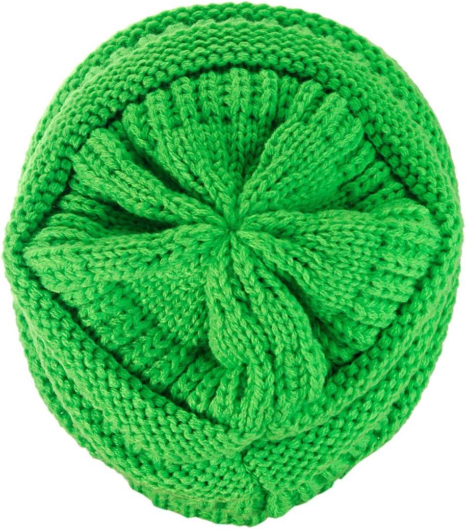 imageCC Trendy Warm Chunky Soft Stretch Cable Knit BeanieNeon Lime