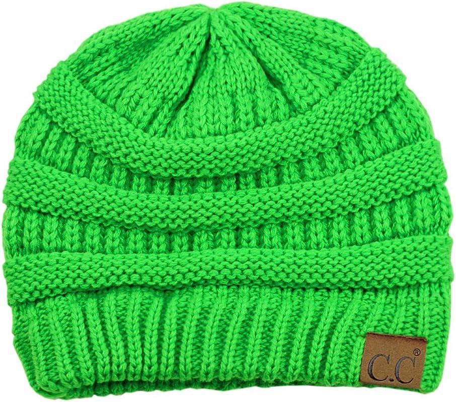 imageCC Trendy Warm Chunky Soft Stretch Cable Knit BeanieNeon Lime