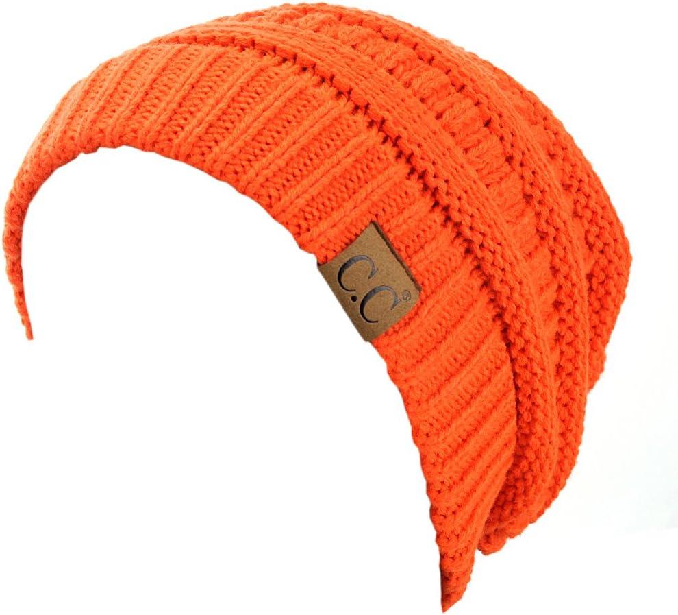 imageCC Trendy Warm Chunky Soft Stretch Cable Knit BeanieNeon Orange
