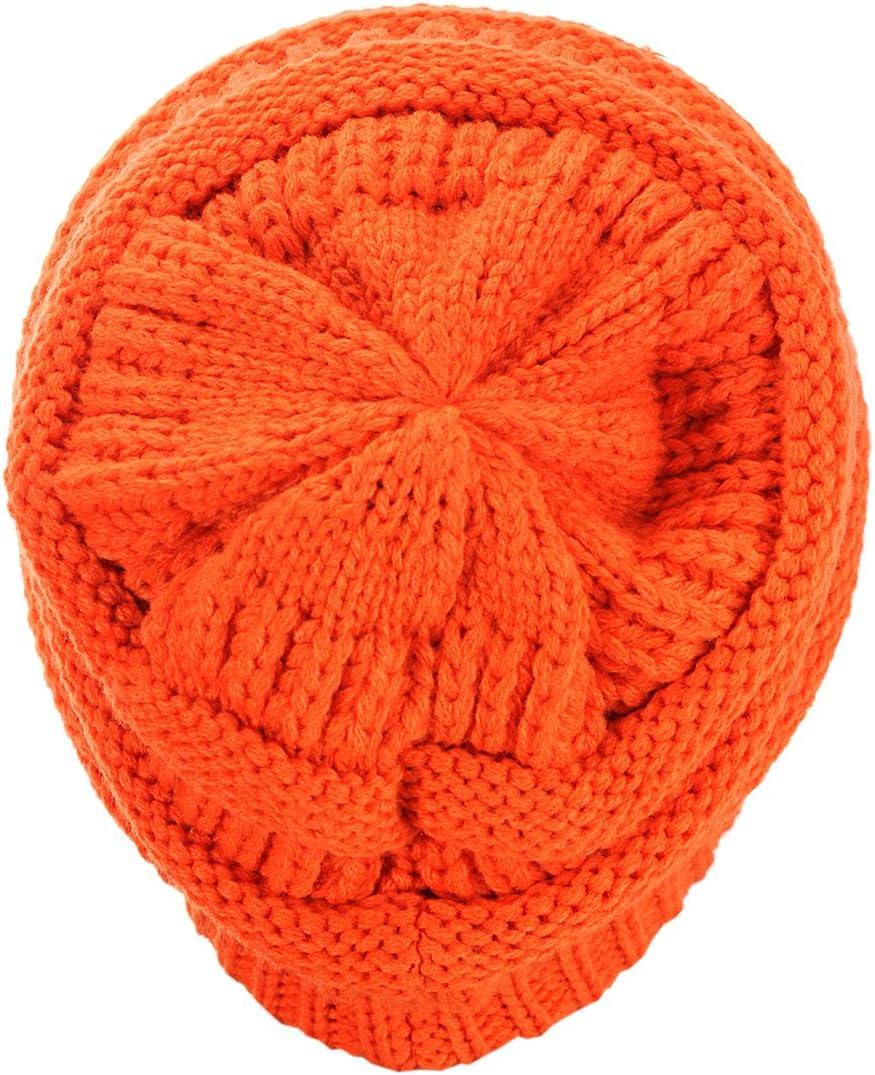 imageCC Trendy Warm Chunky Soft Stretch Cable Knit BeanieNeon Orange