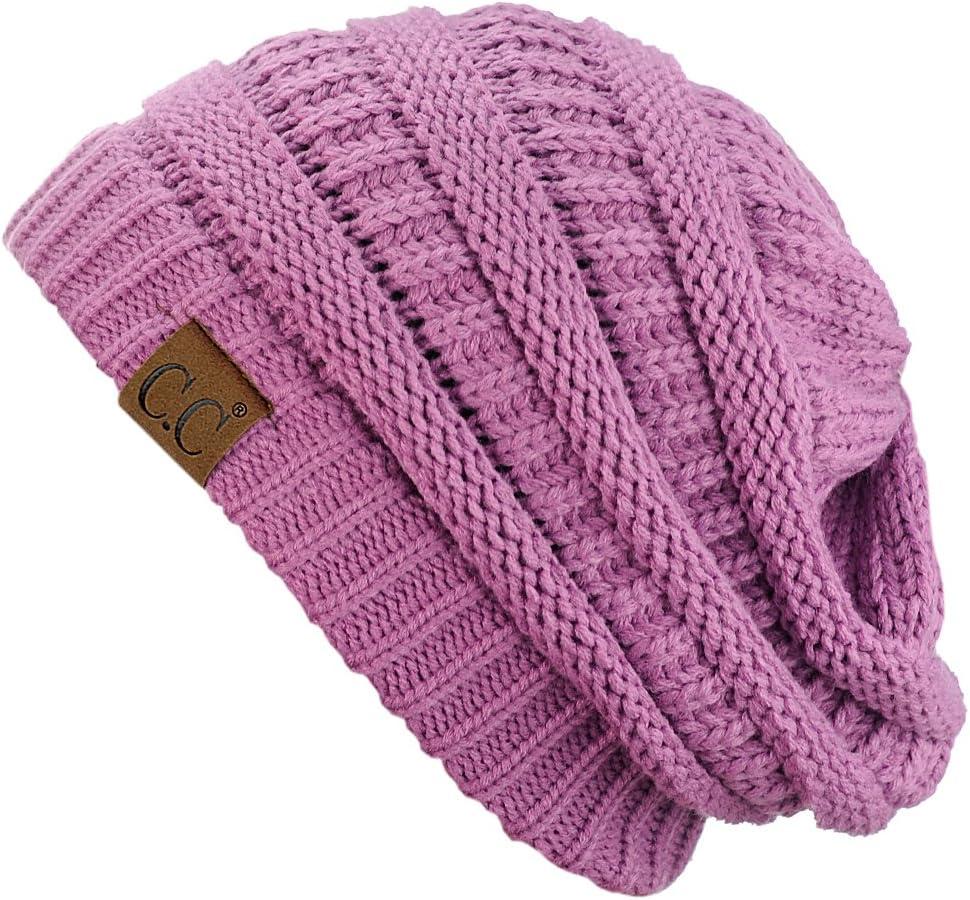imageCC Trendy Warm Chunky Soft Stretch Cable Knit BeanieNew Lavender