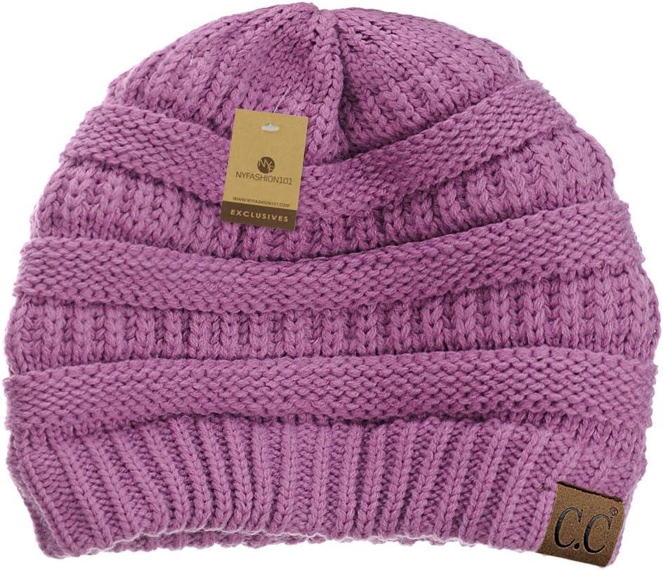 imageCC Trendy Warm Chunky Soft Stretch Cable Knit BeanieNew Lavender