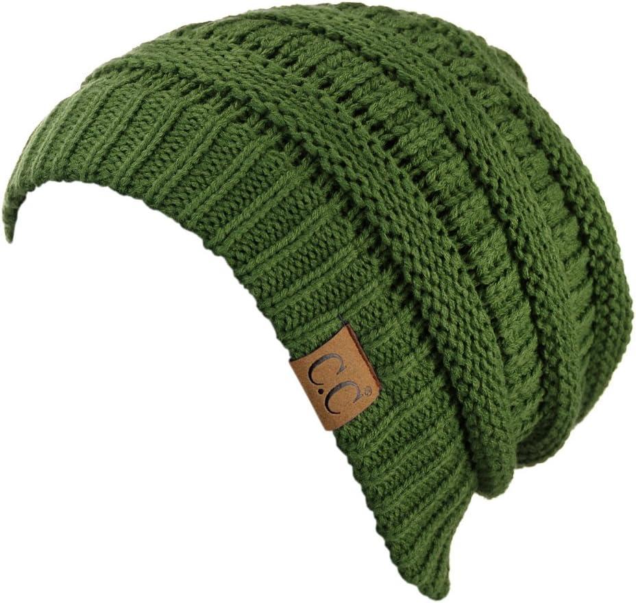 imageCC Trendy Warm Chunky Soft Stretch Cable Knit BeanieOlive