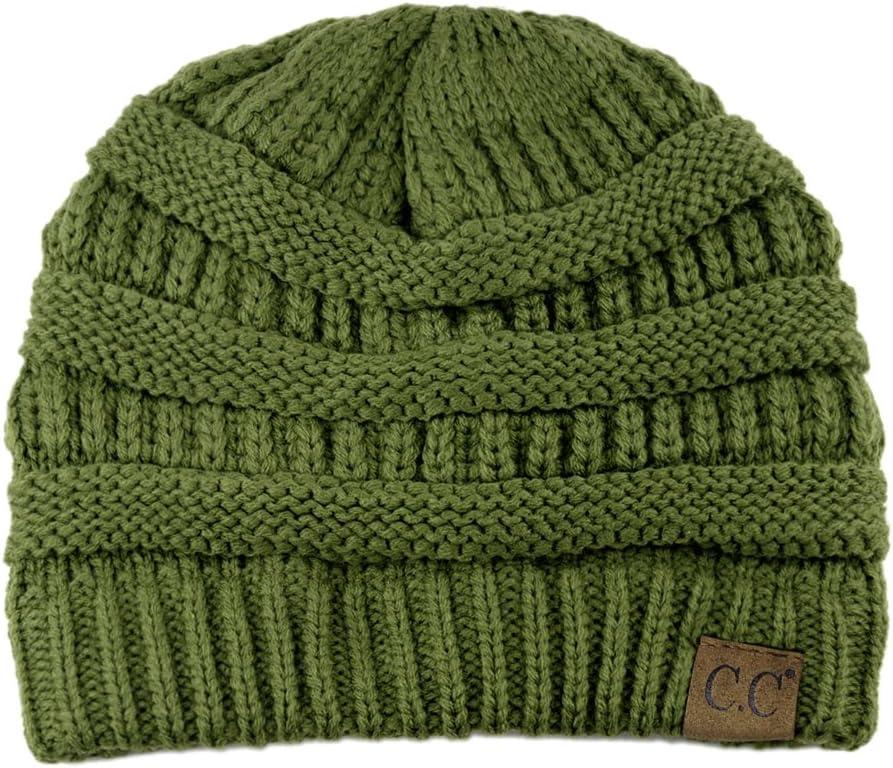 imageCC Trendy Warm Chunky Soft Stretch Cable Knit BeanieOlive
