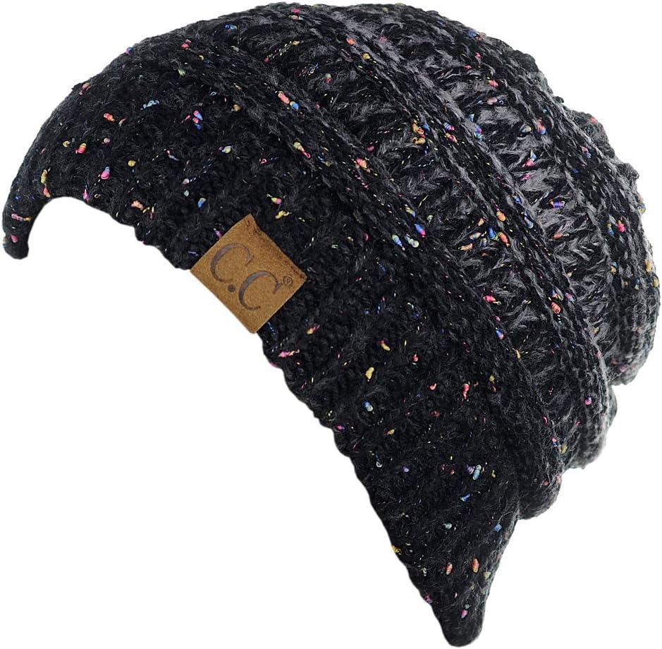 imageCC Trendy Warm Chunky Soft Stretch Cable Knit BeanieOmbre Black
