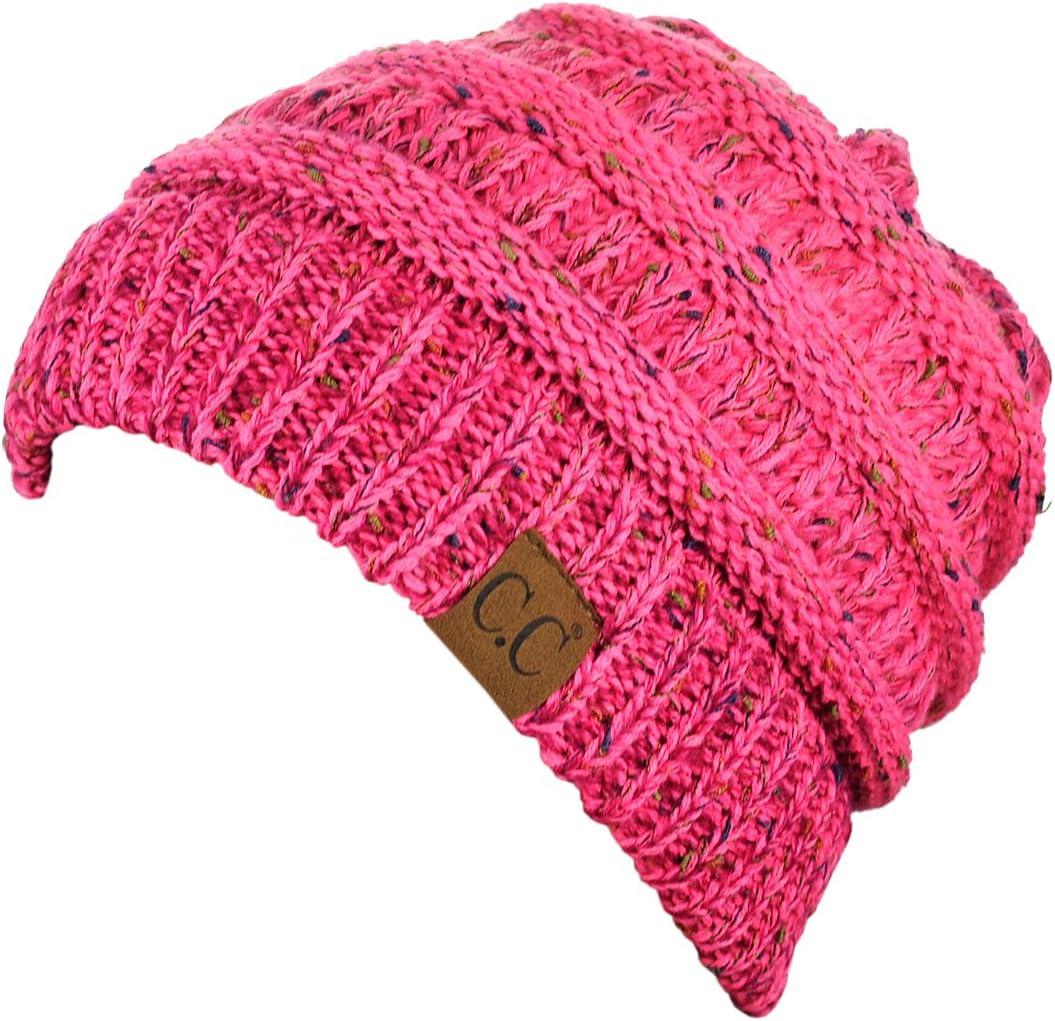 imageCC Trendy Warm Chunky Soft Stretch Cable Knit BeanieOmbre Bubblegum Pink