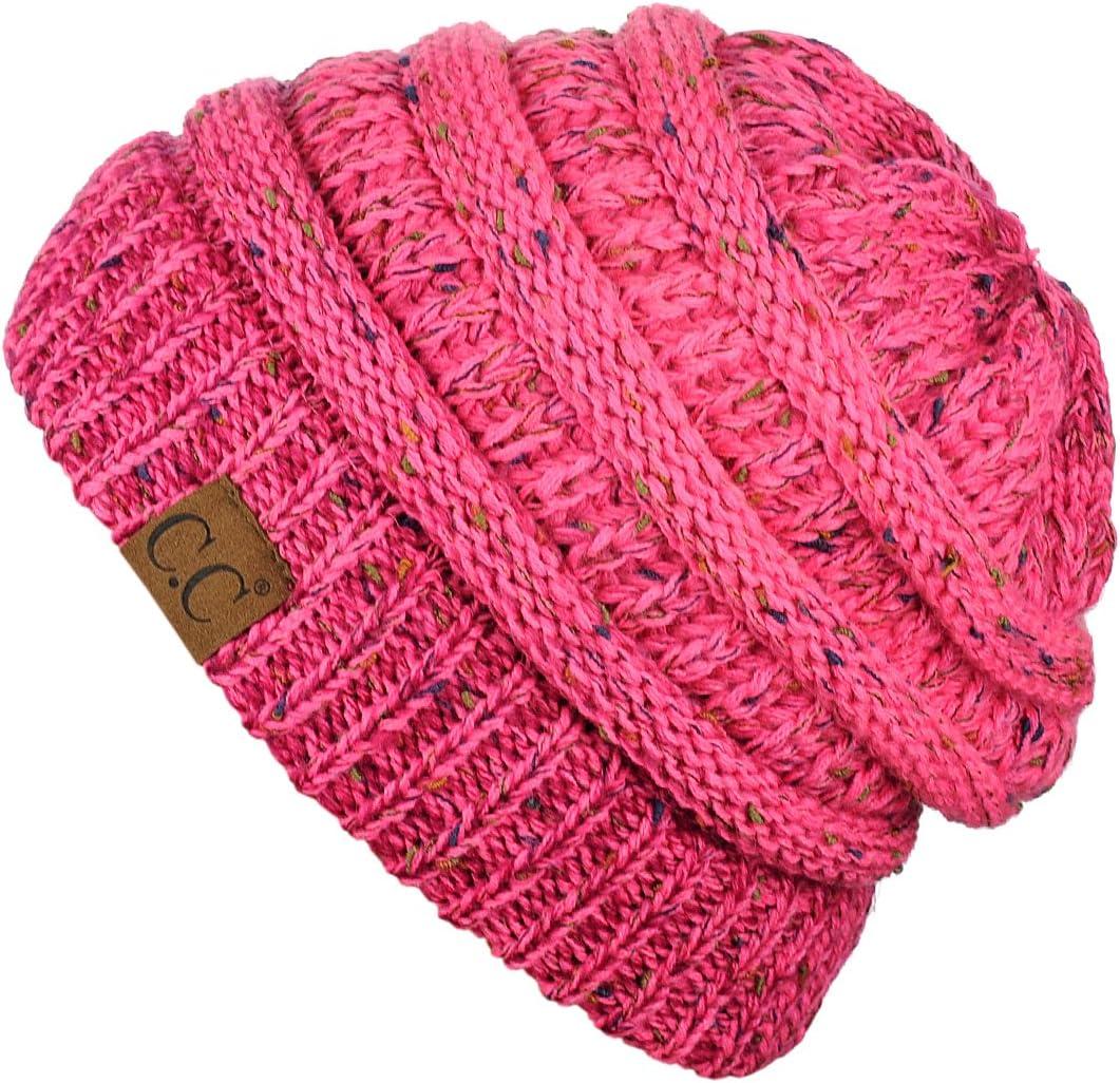 imageCC Trendy Warm Chunky Soft Stretch Cable Knit BeanieOmbre Bubblegum Pink