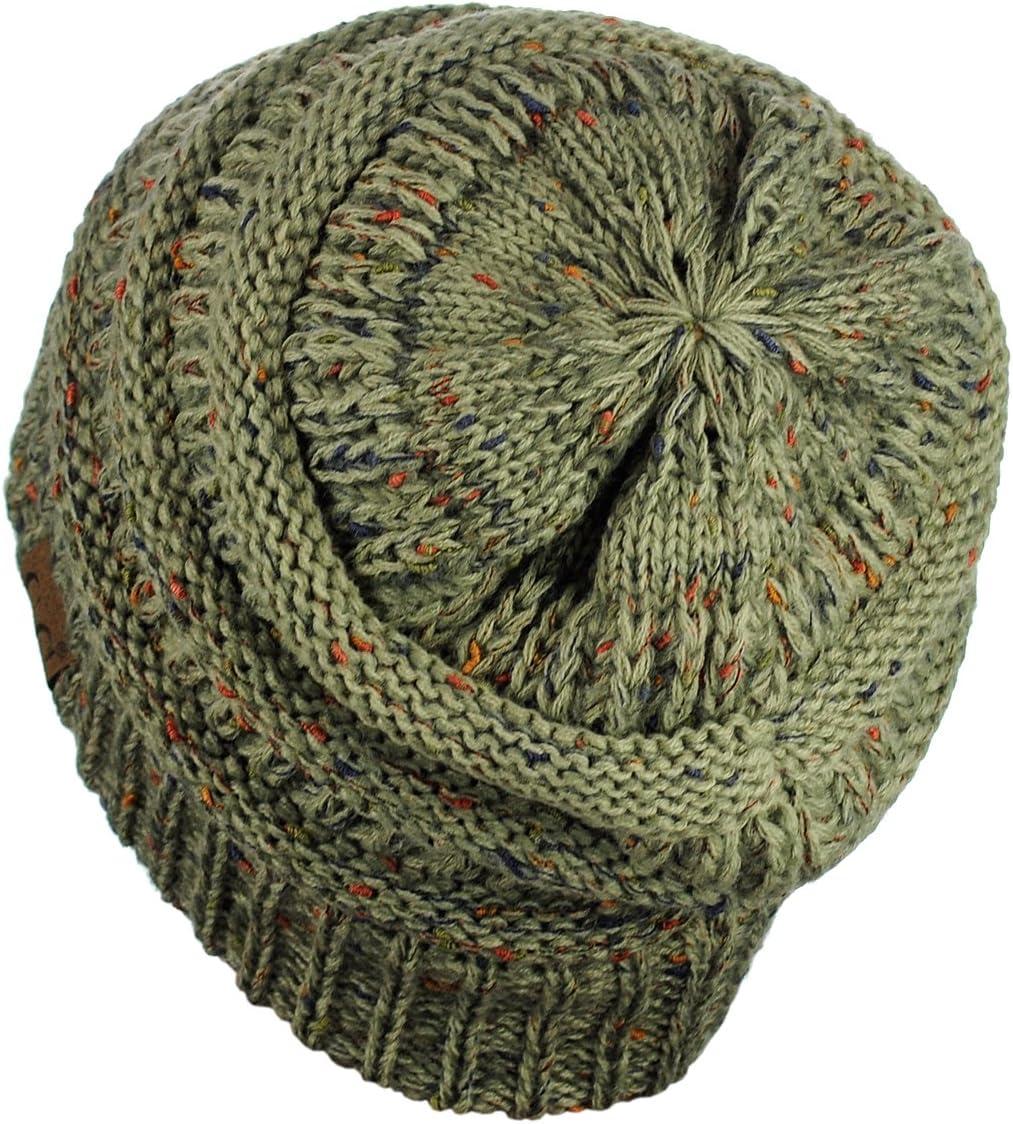 imageCC Trendy Warm Chunky Soft Stretch Cable Knit BeanieOmbre Sage