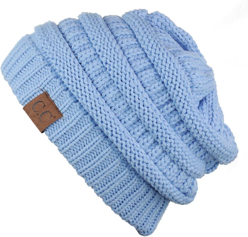 imageCC Trendy Warm Chunky Soft Stretch Cable Knit BeaniePale Blue