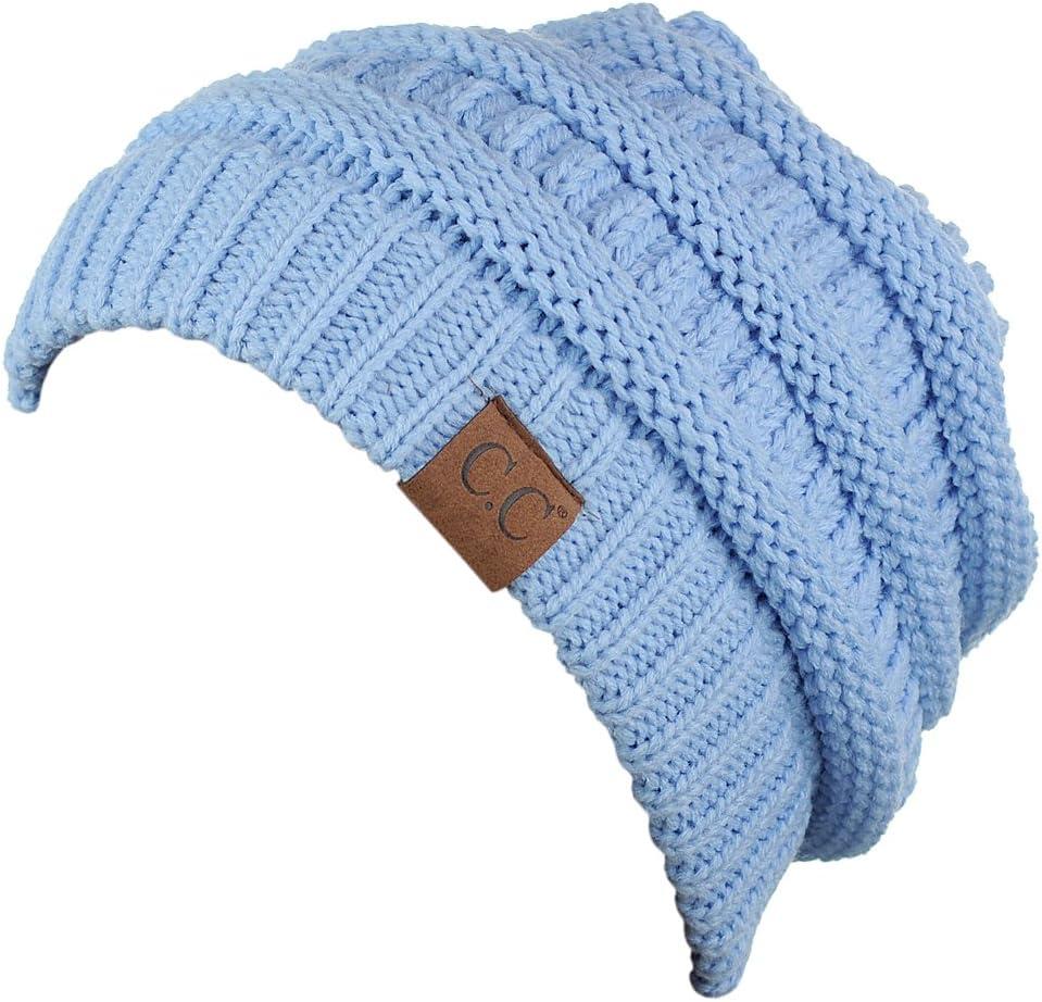 imageCC Trendy Warm Chunky Soft Stretch Cable Knit BeaniePale Blue