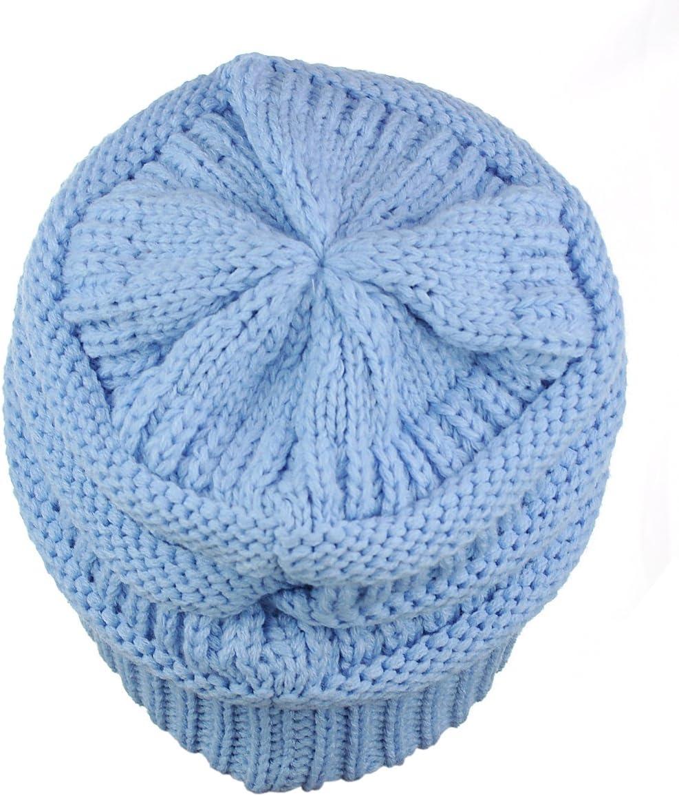 imageCC Trendy Warm Chunky Soft Stretch Cable Knit BeaniePale Blue