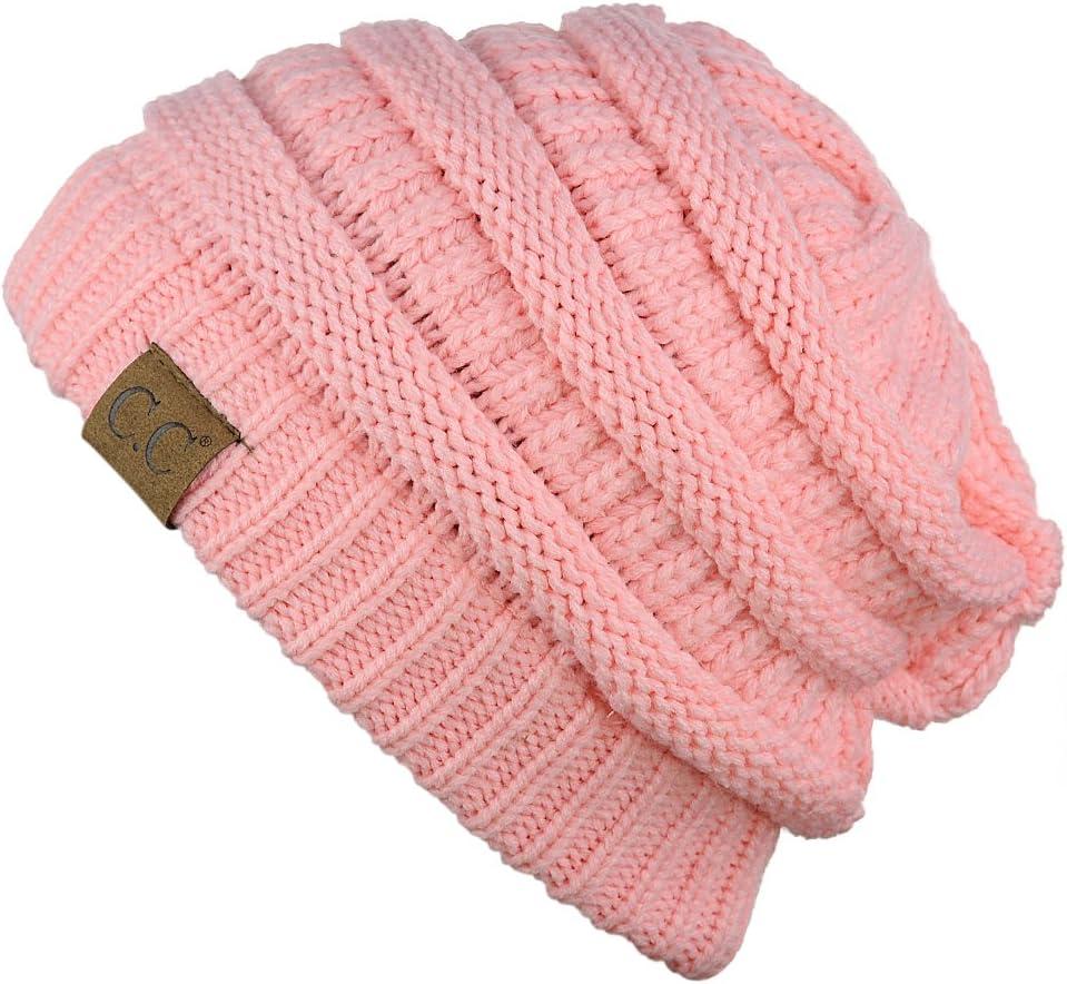 imageCC Trendy Warm Chunky Soft Stretch Cable Knit BeaniePale Pink