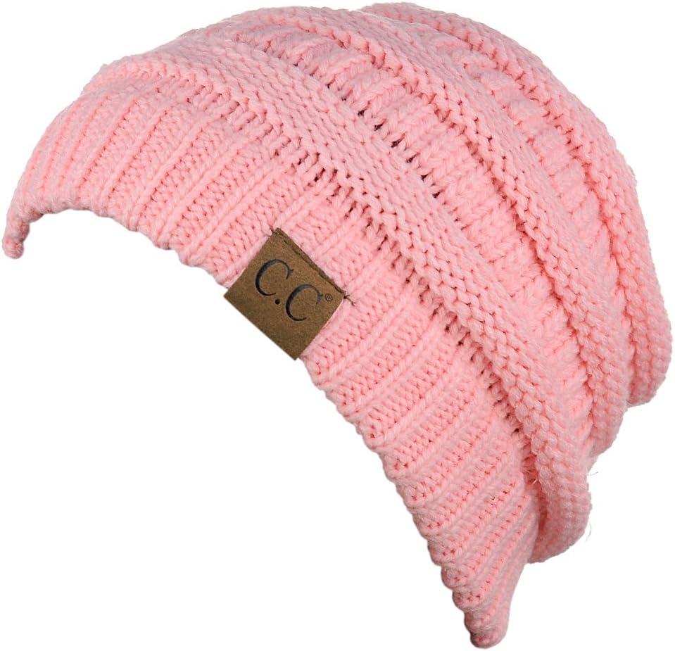 imageCC Trendy Warm Chunky Soft Stretch Cable Knit BeaniePale Pink