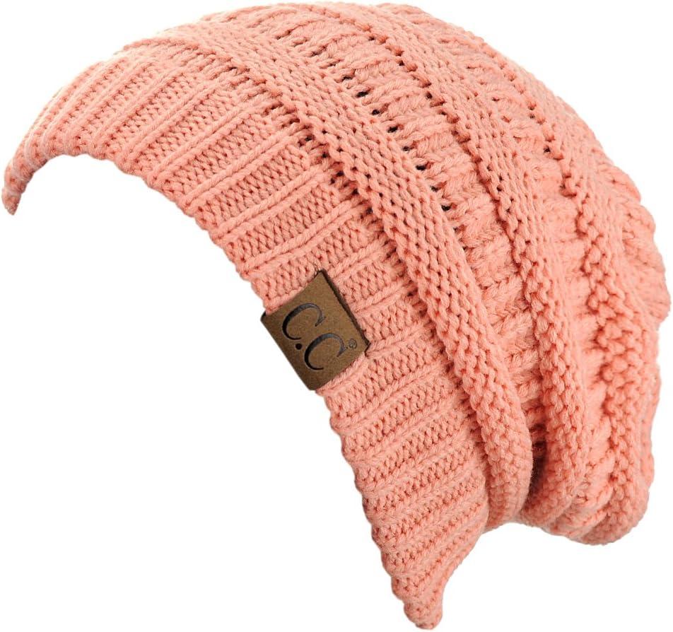 imageCC Trendy Warm Chunky Soft Stretch Cable Knit BeaniePeach