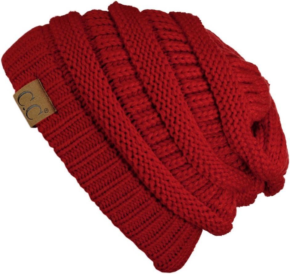 imageCC Trendy Warm Chunky Soft Stretch Cable Knit BeanieRed