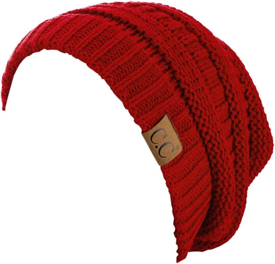 imageCC Trendy Warm Chunky Soft Stretch Cable Knit BeanieRed