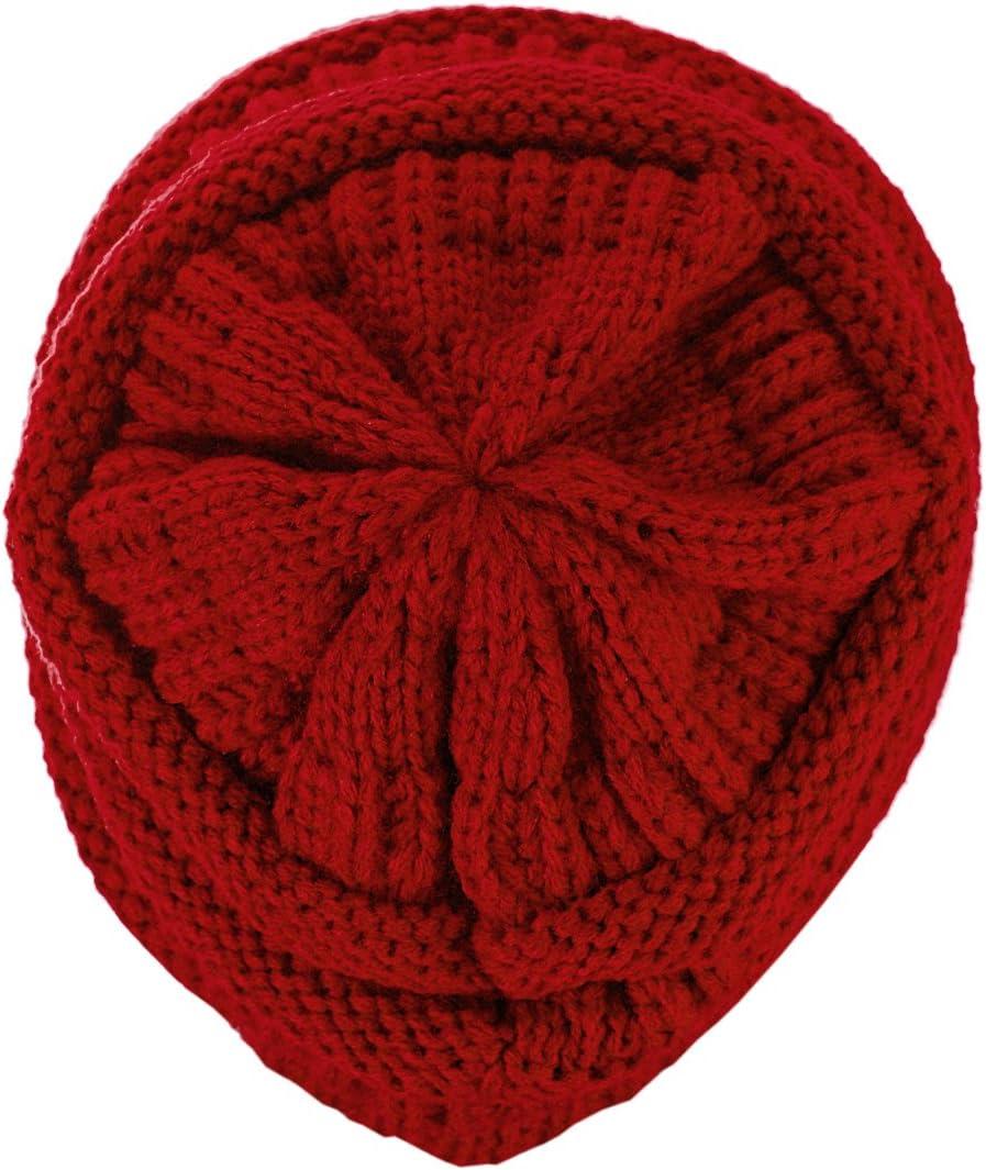 imageCC Trendy Warm Chunky Soft Stretch Cable Knit BeanieRed