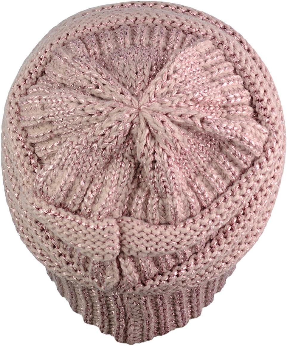 imageCC Trendy Warm Chunky Soft Stretch Cable Knit BeanieRose Metallic