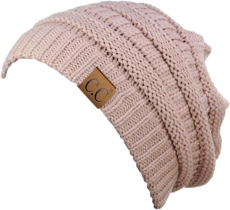 imageCC Trendy Warm Chunky Soft Stretch Cable Knit BeanieRose Pink