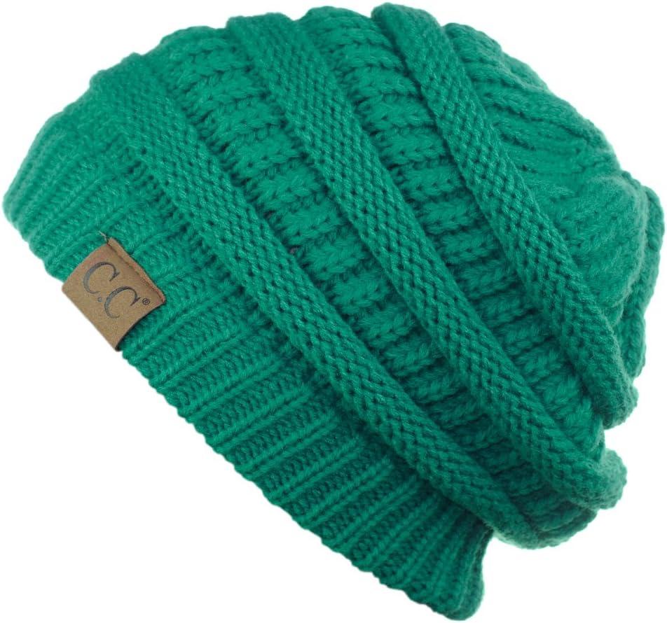 imageCC Trendy Warm Chunky Soft Stretch Cable Knit BeanieSea Green