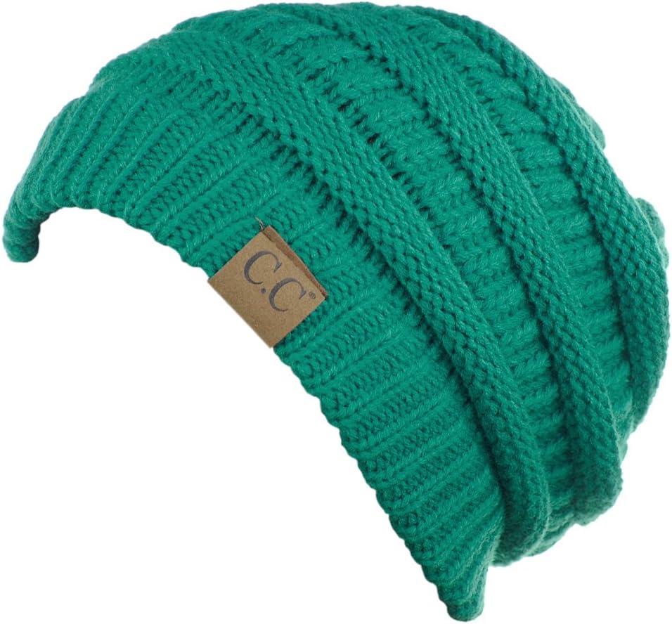 imageCC Trendy Warm Chunky Soft Stretch Cable Knit BeanieSea Green