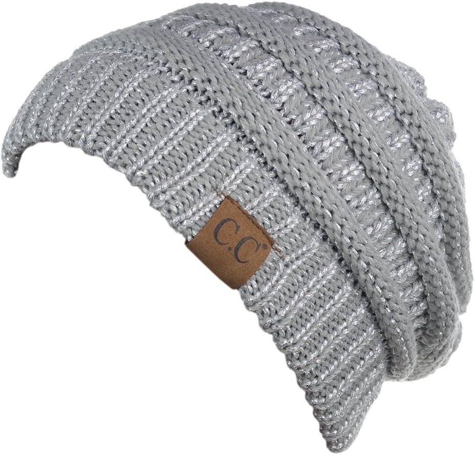 imageCC Trendy Warm Chunky Soft Stretch Cable Knit BeanieSilver
