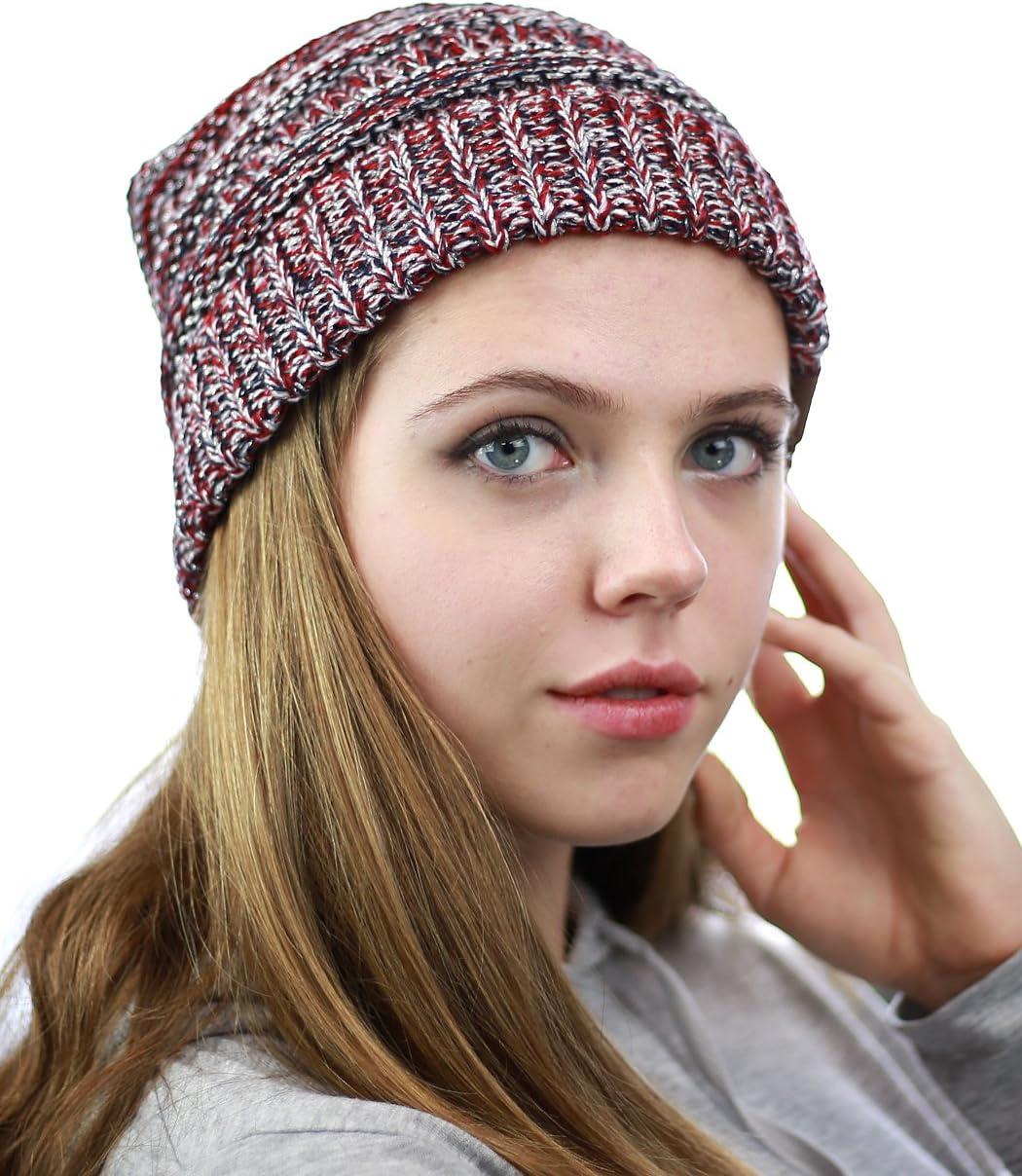 imageCC Trendy Warm Chunky Soft Stretch Cable Knit BeanieSilverMutli