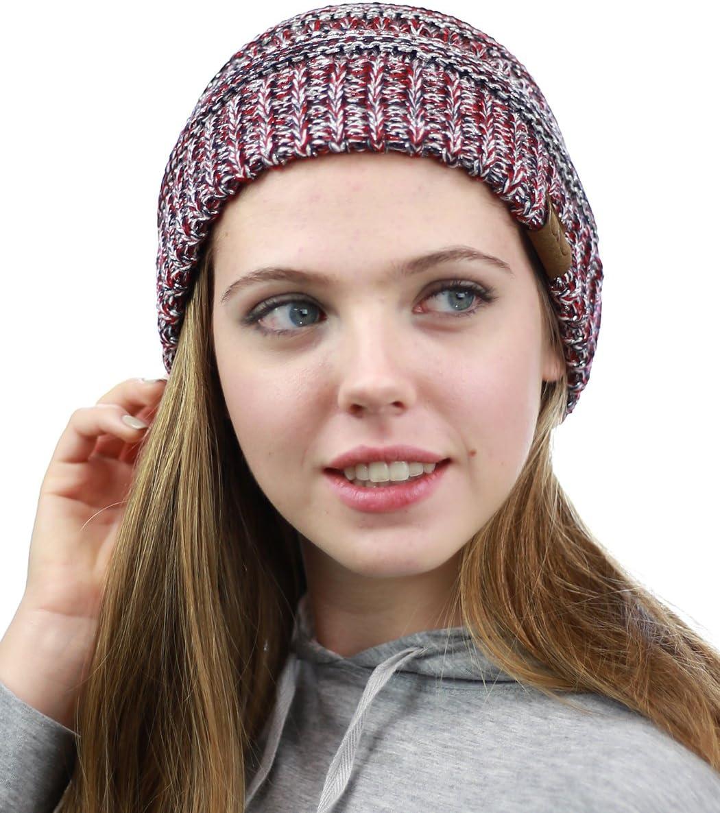 imageCC Trendy Warm Chunky Soft Stretch Cable Knit BeanieSilverMutli