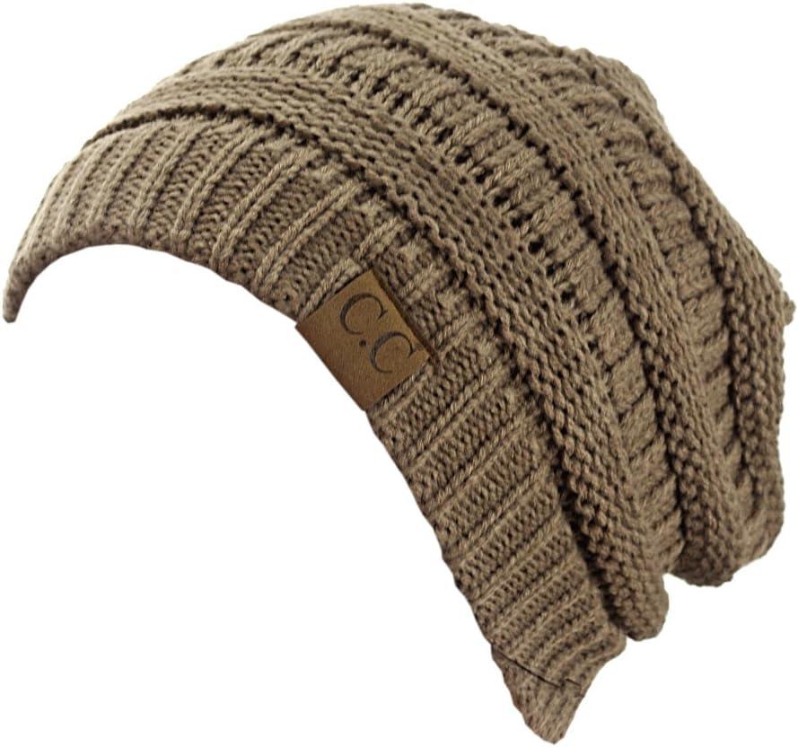 imageCC Trendy Warm Chunky Soft Stretch Cable Knit BeanieTaupe