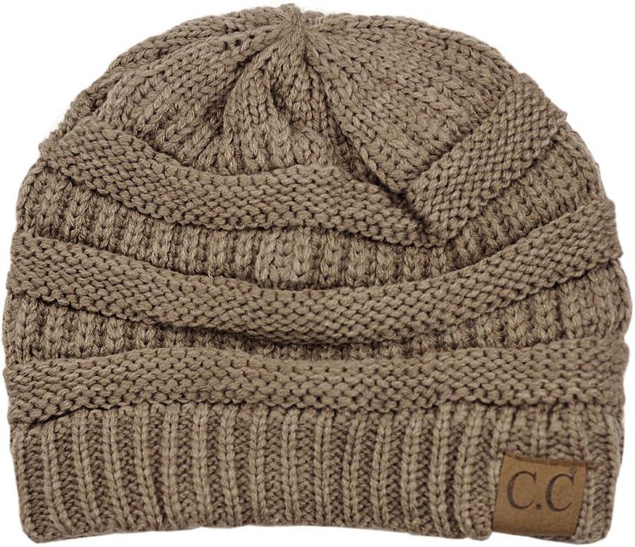 imageCC Trendy Warm Chunky Soft Stretch Cable Knit BeanieTaupe