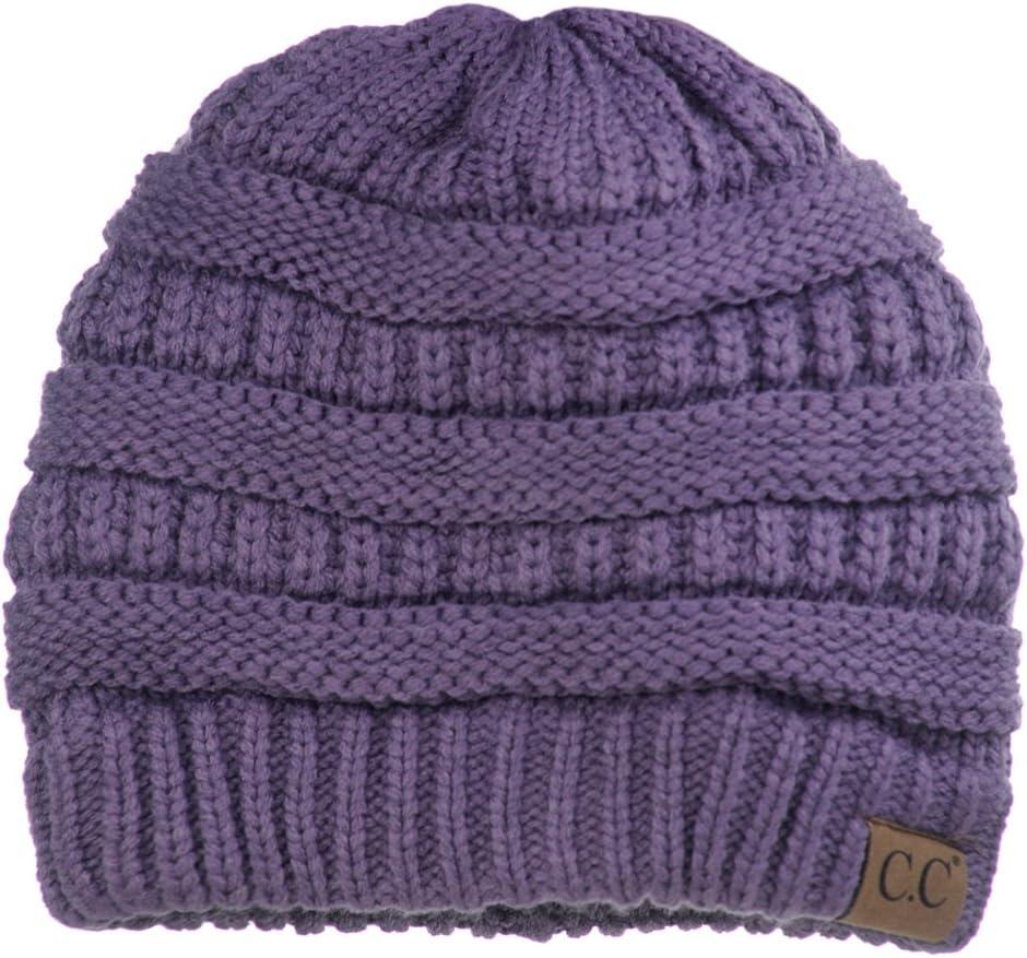 imageCC Trendy Warm Chunky Soft Stretch Cable Knit BeanieViolet