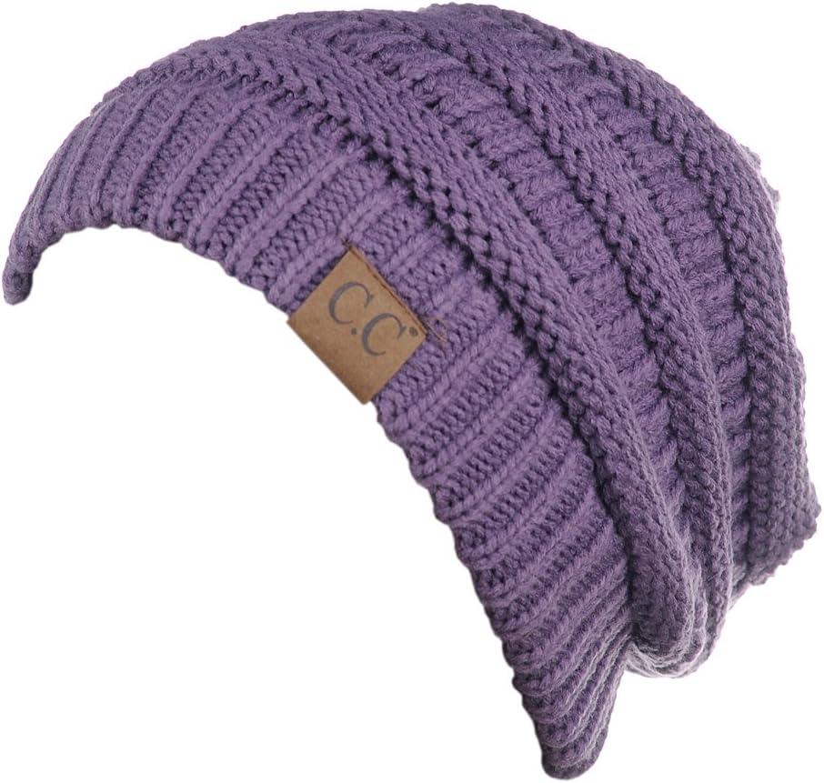 imageCC Trendy Warm Chunky Soft Stretch Cable Knit BeanieViolet